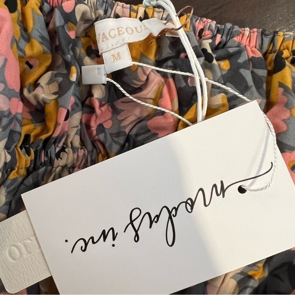 Beautiful Floral Off The Shoulder Boutique A Line Mini Puff Sleeve Dress Medium - Picture 5 of 6